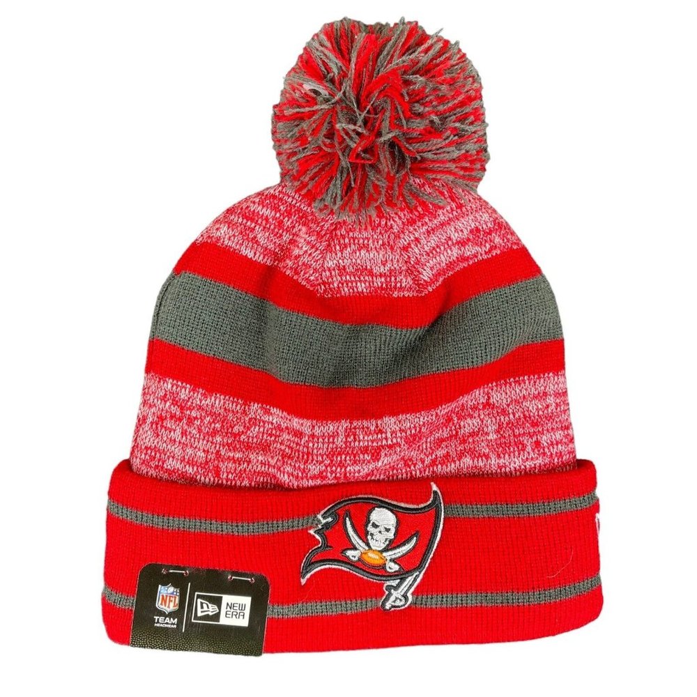 Tampa Bay Buccaneers New Era NFL Red Gray Striped Beanie Hat